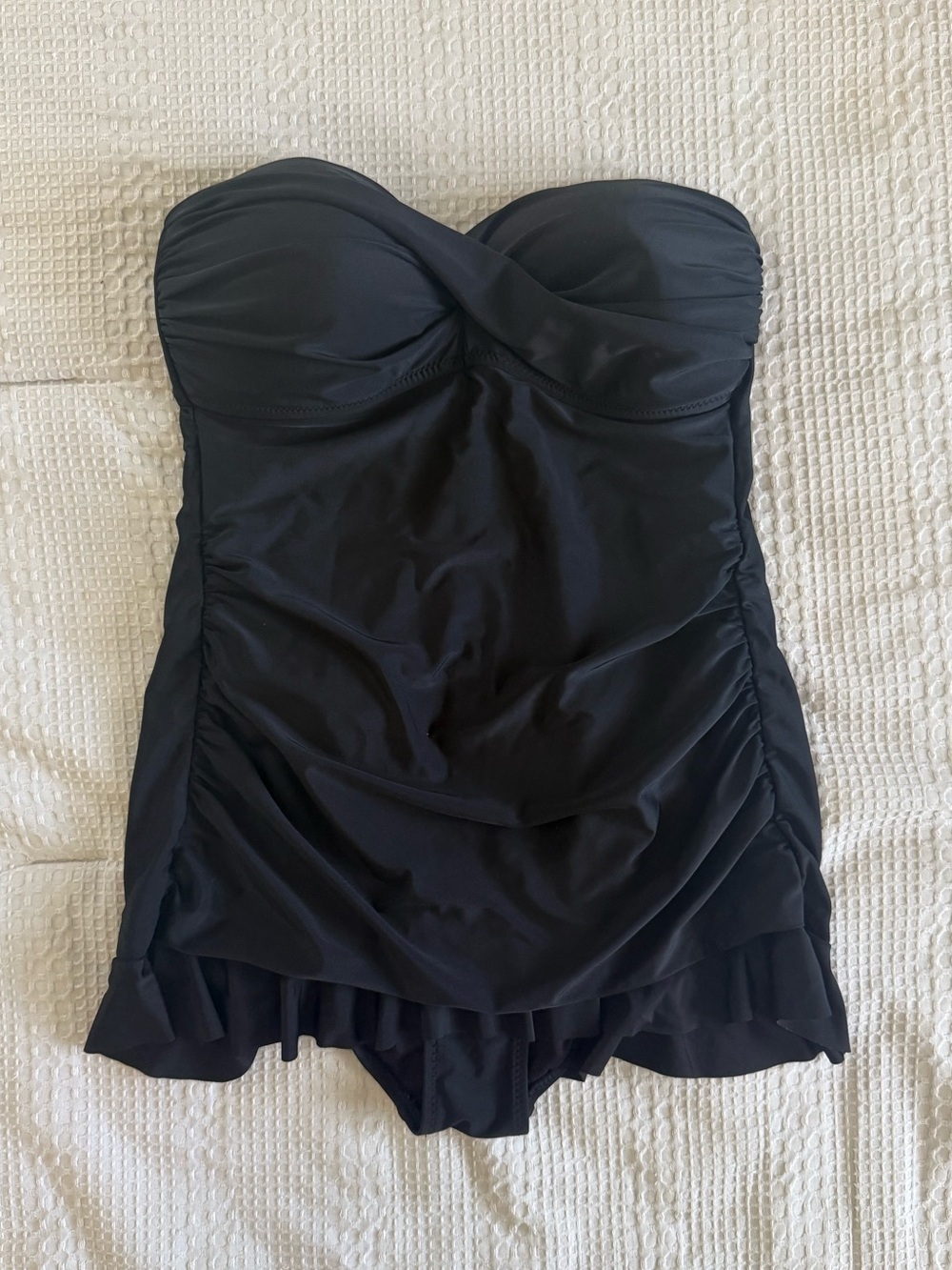 ABS Allen Schwartz Black Strapless One-Piece Swimsuit